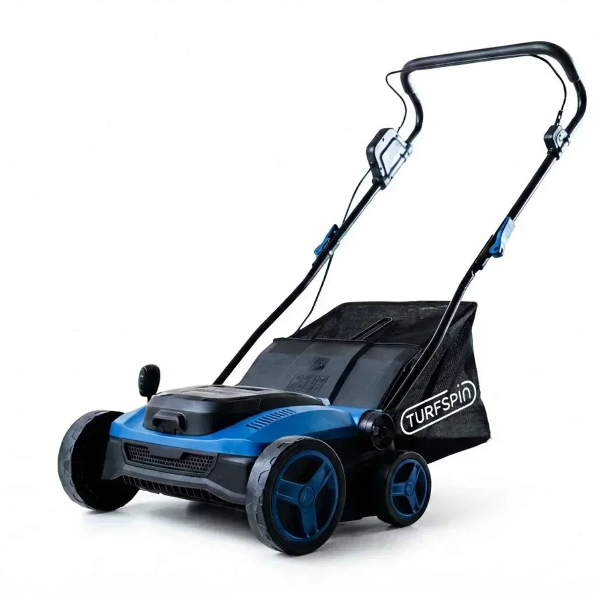 TURFSPIN™ Cordless Artificial Turf Sweeper lifting fibers and removing debris from synthetic grass
