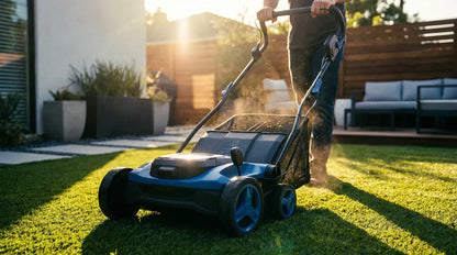 TURFSPIN™ Cordless Artificial Turf Sweeper cleaning synthetic grass without cords or chemicals